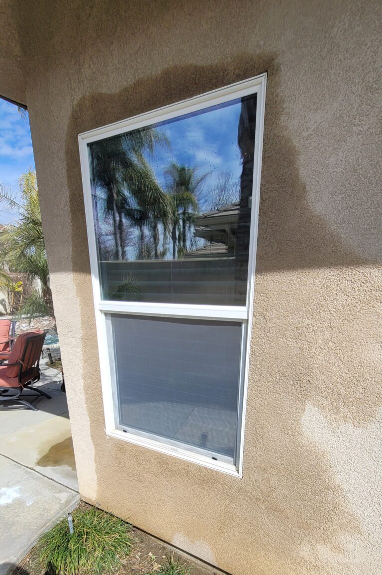 A window with a new screen that our client can now open without bugs and insects entering their home. Handyworker Service. Kern County, Bakersfield, CA, USA