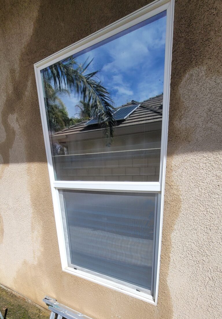 Another window our client is now able to open due to a new screen. This is also the window that now stays cleaner, with the bird proofed pipe above it. Handyworker Service. Kern County, Bakersfield, CA, USA