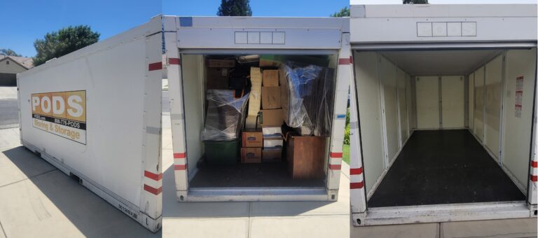 A4O unpacked an 8' x 7' x 16' moving POD after being delivered to our customer's new house. Moving Help Service. Kern County, Bakersfield, CA, USA